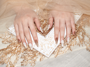 coffin brown and white nails, coffin nails, simple nails, monoschic nails