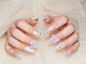 wedding press on nails, butterfly lace,  pink and purple nail designs,  summer coffin nails, monoschic nails